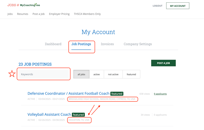 employer job filter